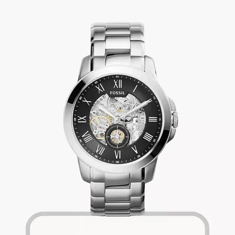 Fossil Grant Automatic Black Skeleton Dial Men's Watch- ME3055